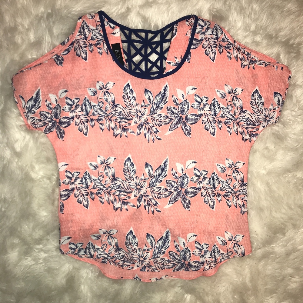 BCX pink floral off the shoulder blouse